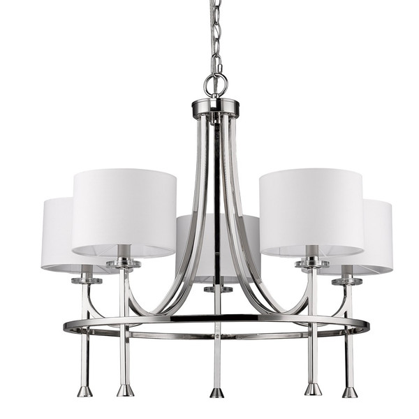 Kara 5-Light Polished Nickel Chandelier With Fabric Shades And Crystal Bobeches (398056)