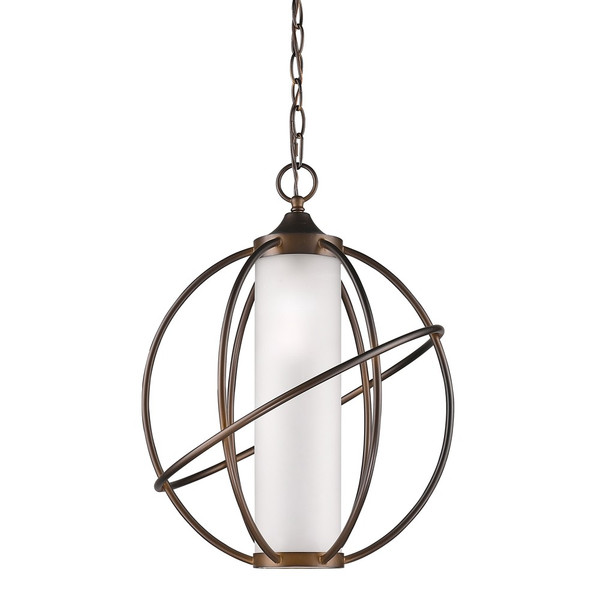 Loft 1-Light Oil-Rubbed Bronze Globe Pendant With Etched Glass Interior Shade (398103)