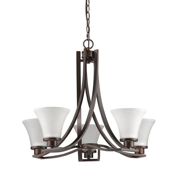 Mia 5-Light Oil-Rubbed Bronze Chandelier With Etched Glass Shades (398108)