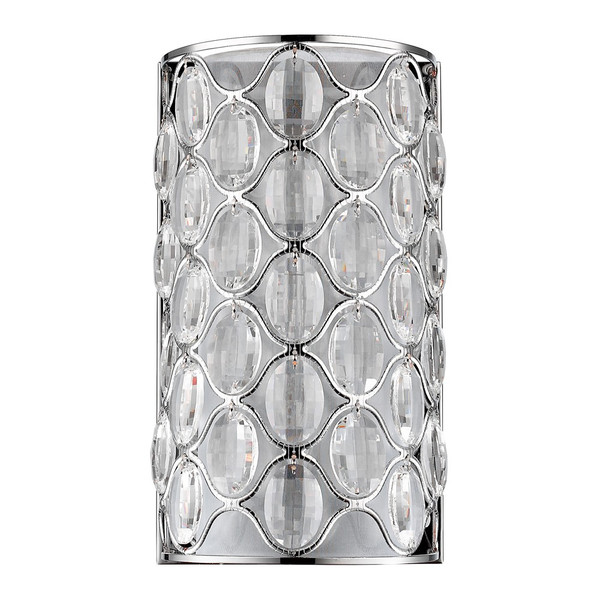 Isabella 1-Light Polished Nickel Sconce With Crystal Accents (398799)