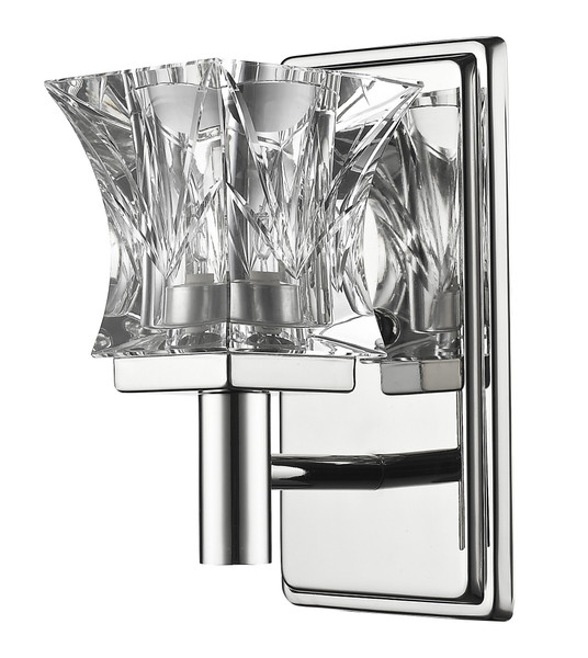 Arabella 1-Light Polished Nickel Sconce With Pressed Crystal Shade (398800)