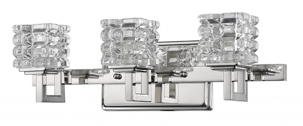 Coralie 3-Light Polished Nickel Sconce With Pressed Crystal Shades (398808)