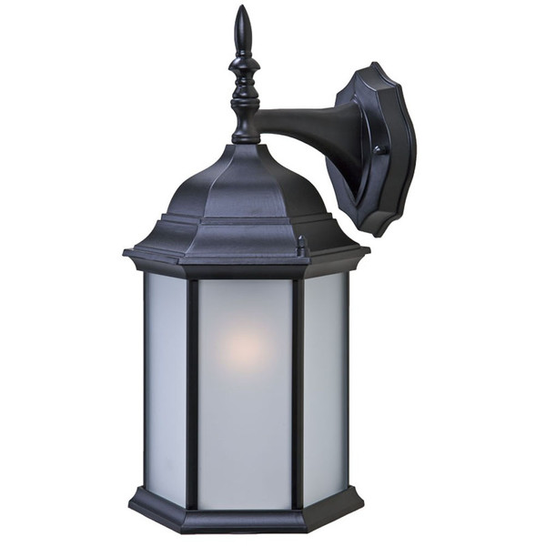 Craftsman 2 1-Light Matte Black Wall Light With Frosted Glass (399219)