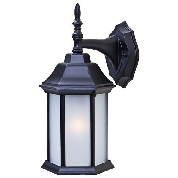 Craftsman 2 1-Light Matte Black Wall Light With Frosted Glass (399221)