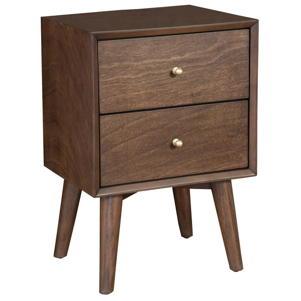 Dark Brown Century Modern Wood 2 Drawer Nightstand (399266)
