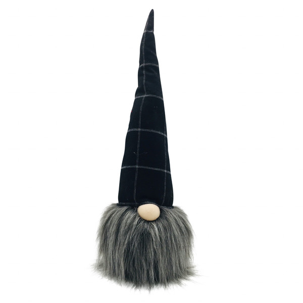 Black Plaid Hat Fabric Gnome (399318)