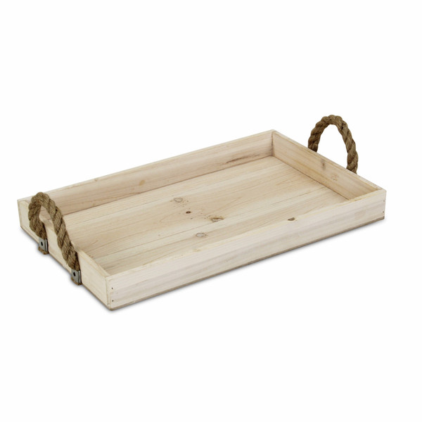 Natural Wooden Tray With Rope Handles (399616)