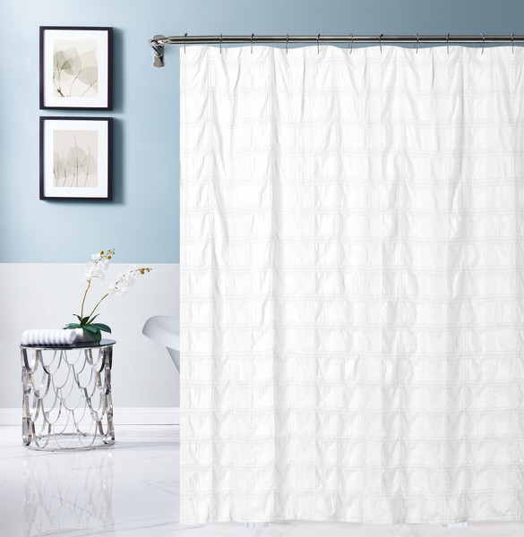 White Modern Crinkle Shower Curtain (399715)
