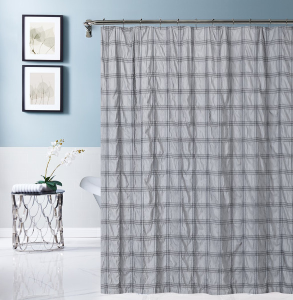 Gray Modern Striped Crinkle Shower Curtain (399717)