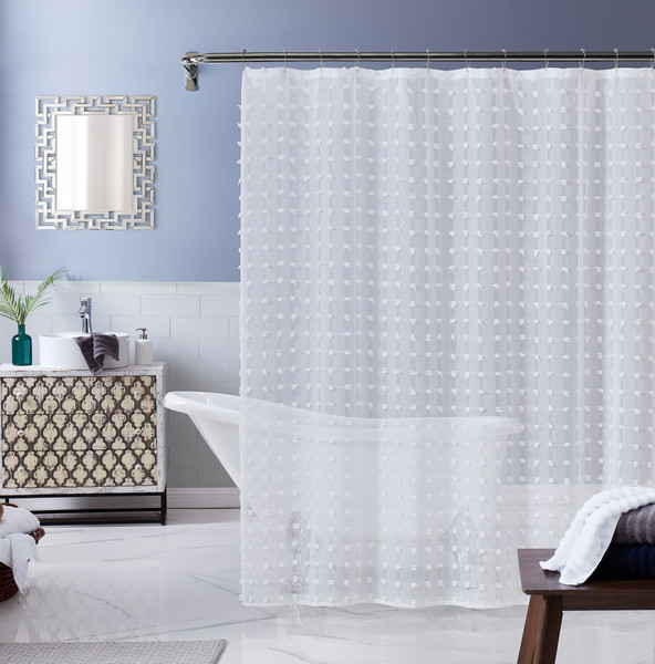 White Puff Sheer Shower Curtain (399724)