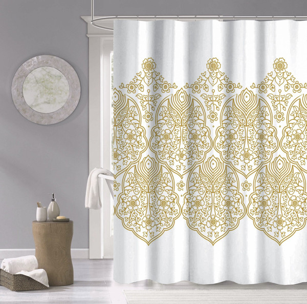 Gold Decorative Medallion Shower Curtain (399729)