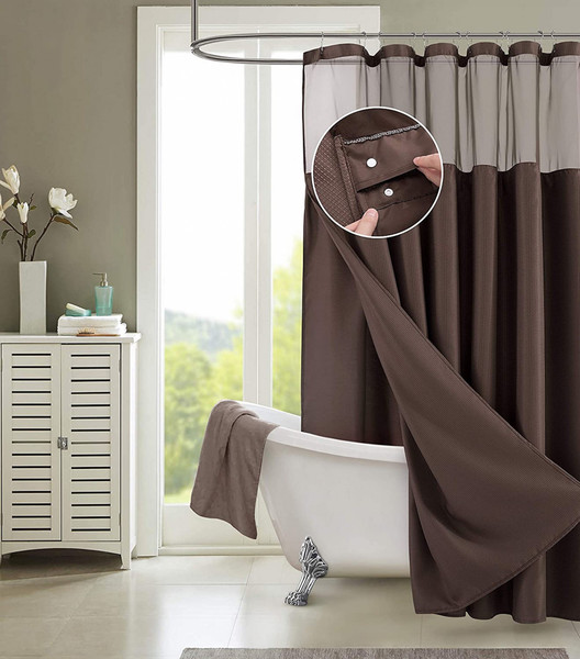 Brown Modern Grid Shower Curtain And Liner Set (399757)