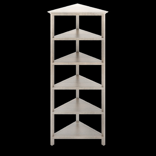 Gray Five Tier Solid Wood Corner Bookcase (399763)