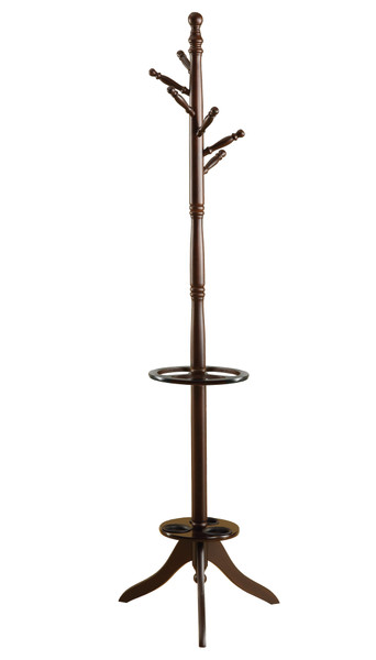 17" X 17" X 71" Cherry/Black, Solid Wood, Umbrella Holder - Coat Rack (332671)