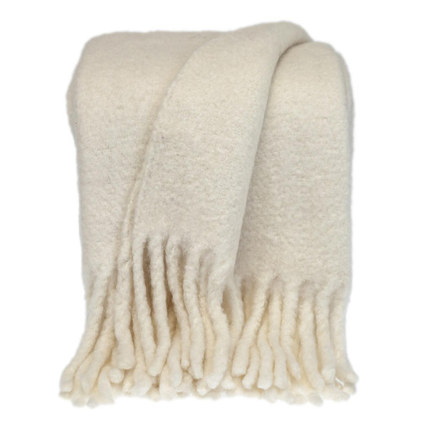 Luxury White Handloomed Throw Blanket (402947)