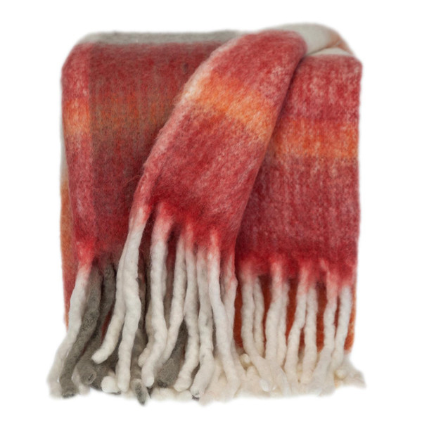 Vibrant Orange And Red Ultra Soft Handloomed Throw Blanket (402966)