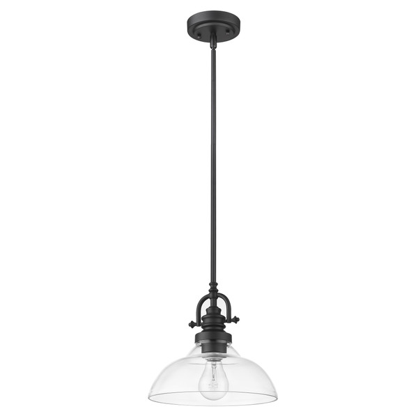 Matte Black Hanging Light With Glass Dome Shade (398181)