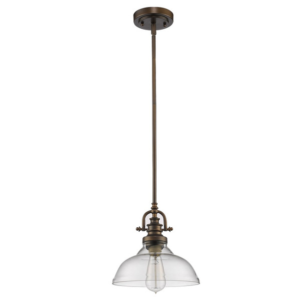 Antique Bronze Hanging Light With Glass Dome Shade (398182)