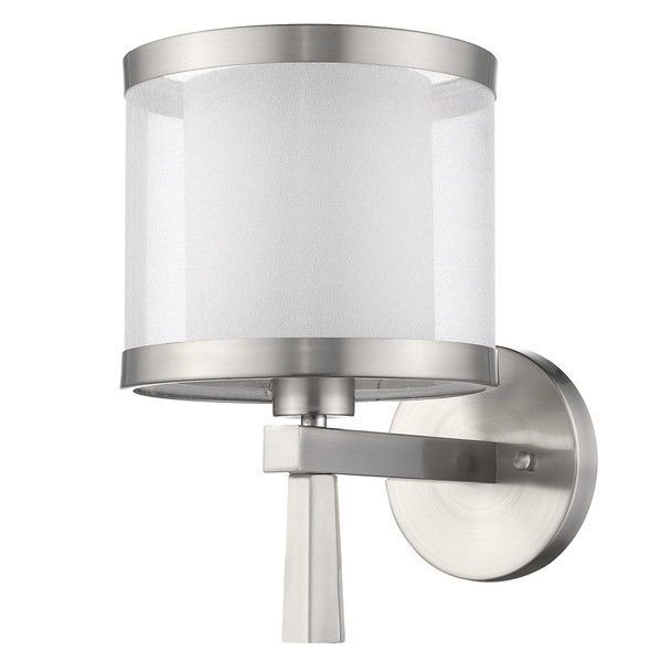 White And Silver Wall Light With Fabric Shade (398655)