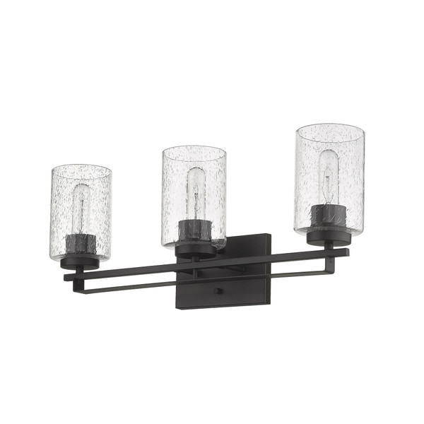 Bronze Metal And Textured Glass Three Light Wall Sconce (398692)