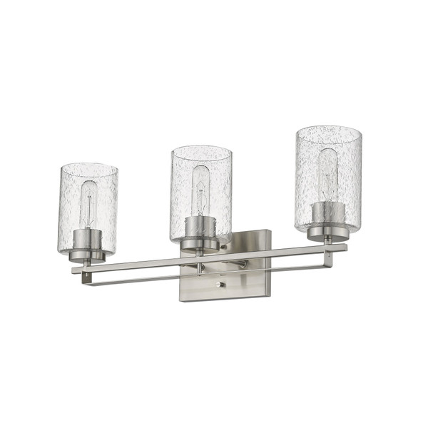 Silver Metal And Textured Glass Three Light Wall Sconce (398693)