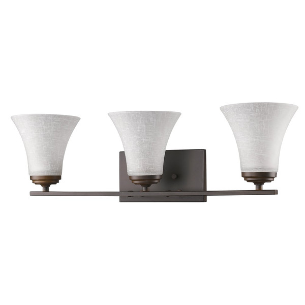 Three Light Bronze Wall Light With Tapered Glass Shade (398751)