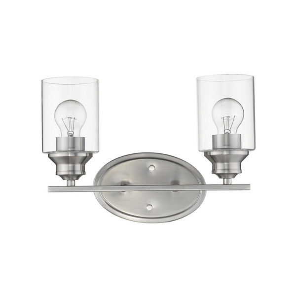 Two Light Silver Wall Light With Clear Glass Shade (398778)