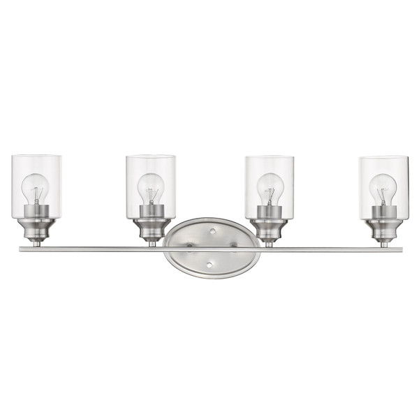 Four Light Silver Wall Light With Clear Glass Shade (398784)