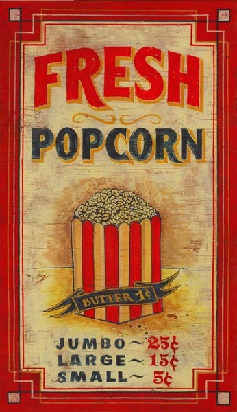 Vintage Fresh Popcorn Advertisement Wall Decor (401588)