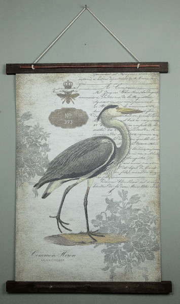 Grey Vintage Heron Tapestry Wall Decor (401622)