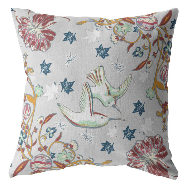 16" Gray Bird Zippered Double Sided Suede Throw Pillow (410689)