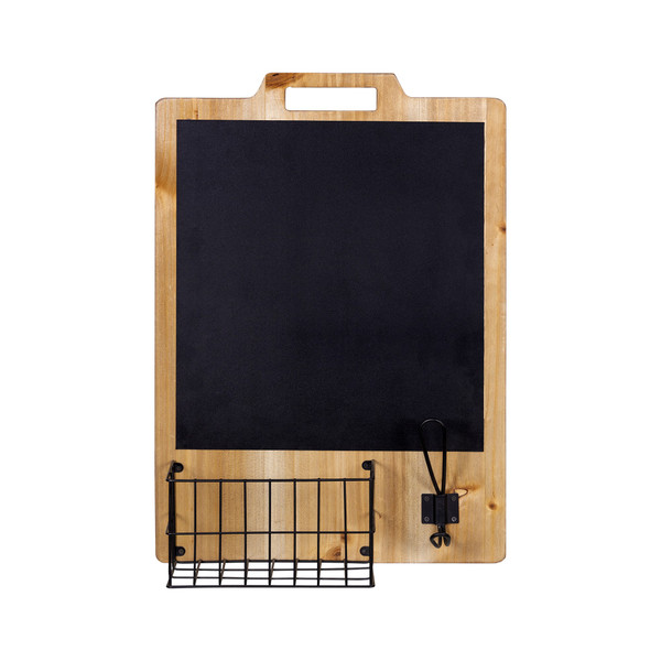 Wooden Wall Chalkboard With Storage Basket And Hook (396723)