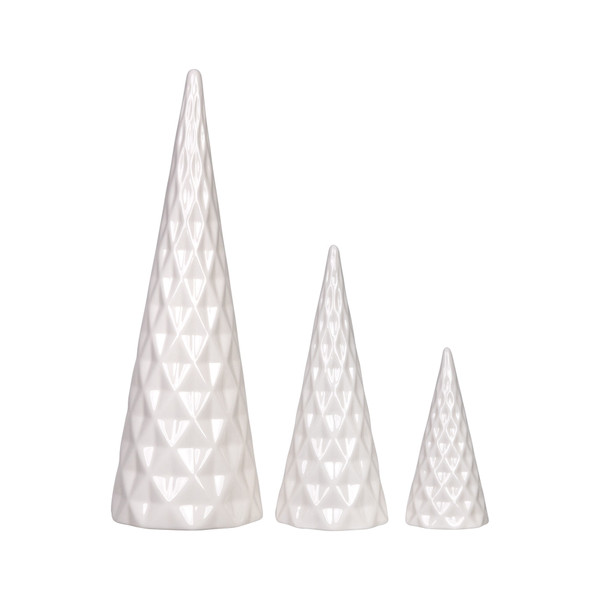 Set Of Three White Ceramic Tree Decor Pieces (396556)