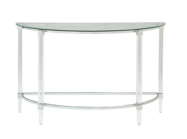 18" X 48" X 29" Clear Acrylic Chrome Glass Metal Sofa Table (347382)