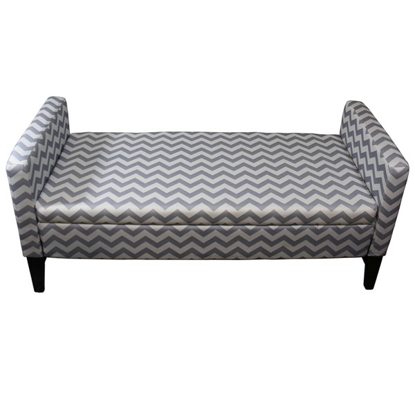 Modern Gray And White Chevron Print Storage Bench (469323)