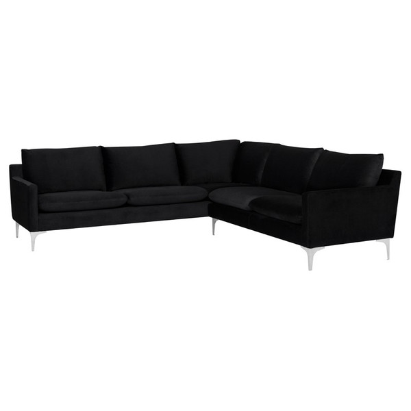 Anders L Sectional - Black/Silver (HGSC680)