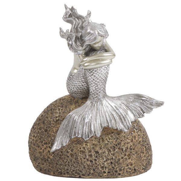 Contemplative Mermaid On A Rock Sculpture (401222)