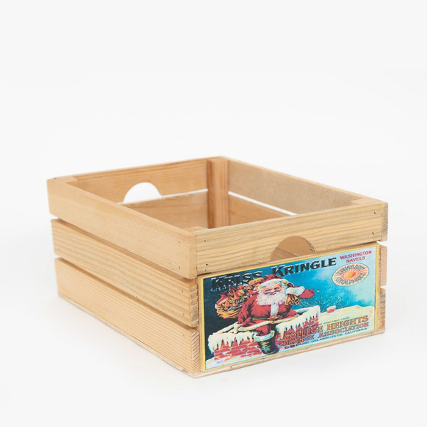 12" Organic Vintage Style Christmas Kringle Natural Wood Crate (406751)