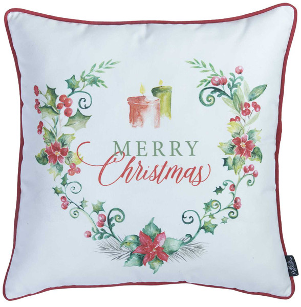 18"X18" Christmas Flowers Printed Decorative Throw Pillow Cover (355665)