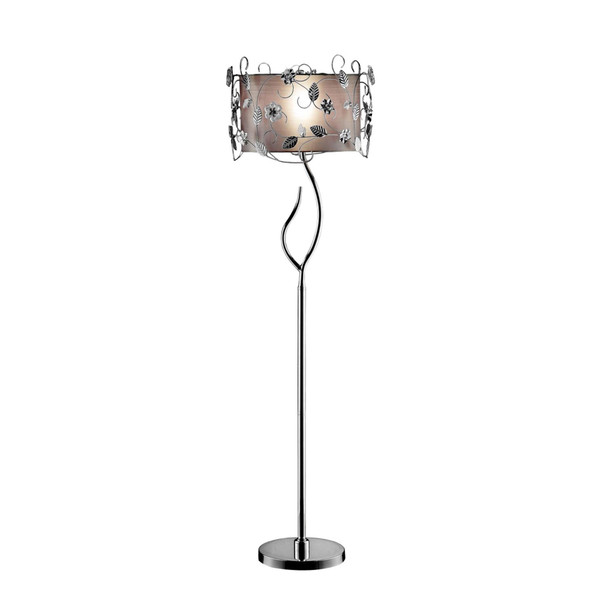 Silver Metal Floral Floor Lamp With Crystal Accents (431807)
