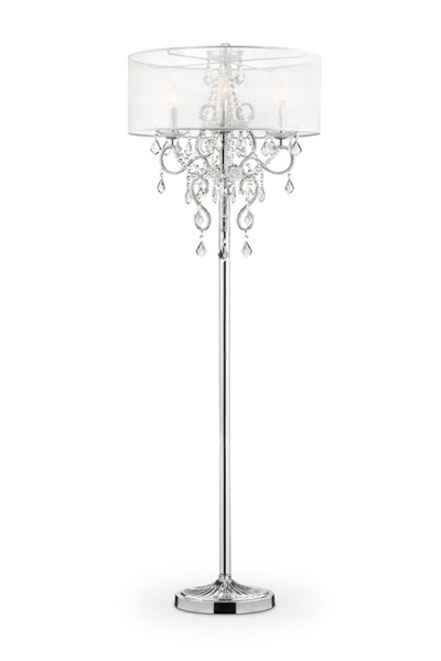 Glam Silver Faux Crystal Floor Lamp With See Thru Shade (431809)