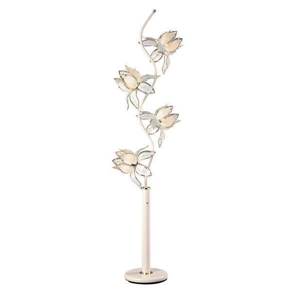 Contemporary White Glass Floral Table Lamp (431815)