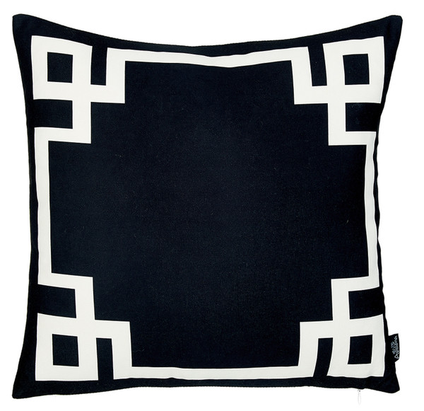 18"X18"Black And White Geometric Decorative Throw Pillow Cover (355327)