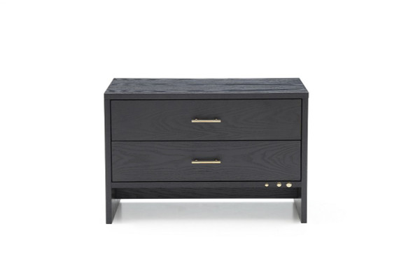 Modern Dark Gray Ash Nightstand With Two Drawers (473013)