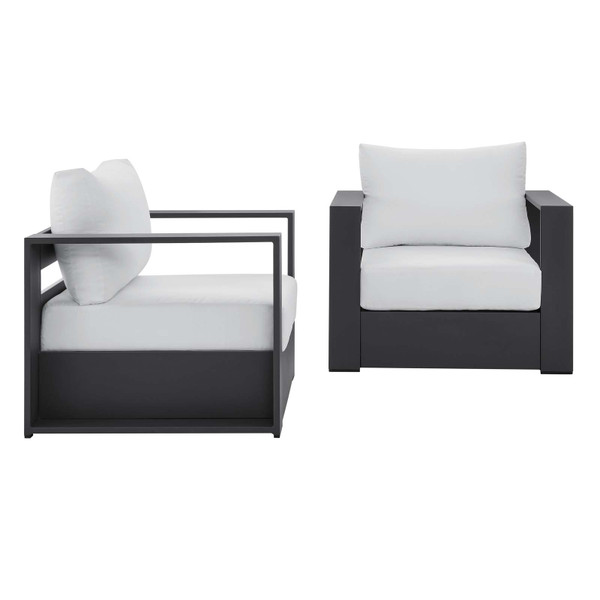 Tahoe Outdoor Patio Powder-Coated Aluminum 2-Piece Armchair Set - Gray White EEI-5751-GRY-WHI