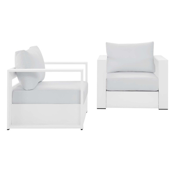 Tahoe Outdoor Patio Powder-Coated Aluminum 2-Piece Armchair Set - White White EEI-5751-WHI-WHI
