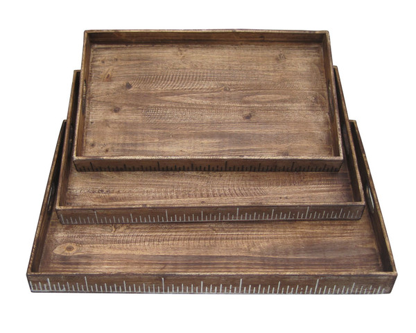 19" X 12" Brown, Wood - Tray Set (274825)