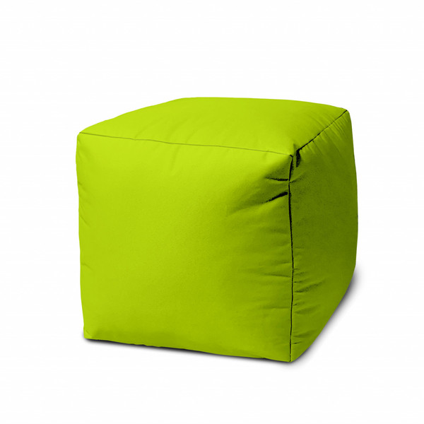 17" Cool Lemongrass Green Solid Color Indoor Outdoor Pouf Ottoman (474149)