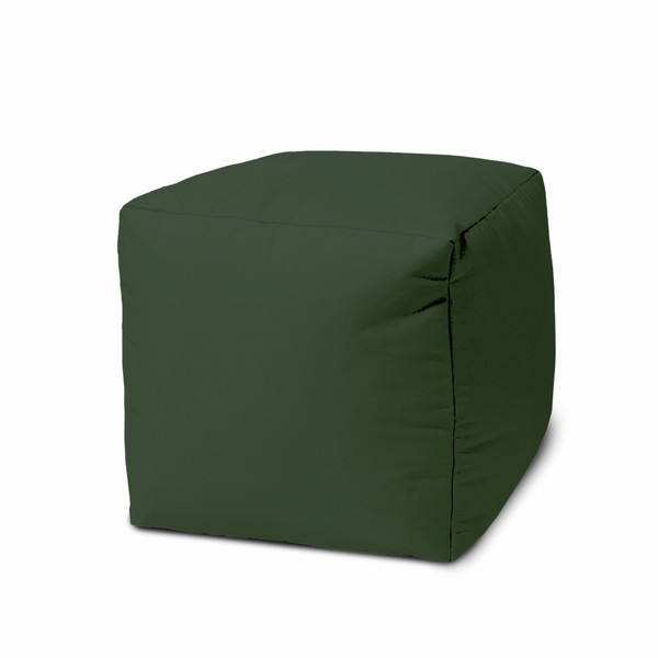 17" Cool Moss Green Solid Color Indoor Outdoor Pouf Cover (474979)