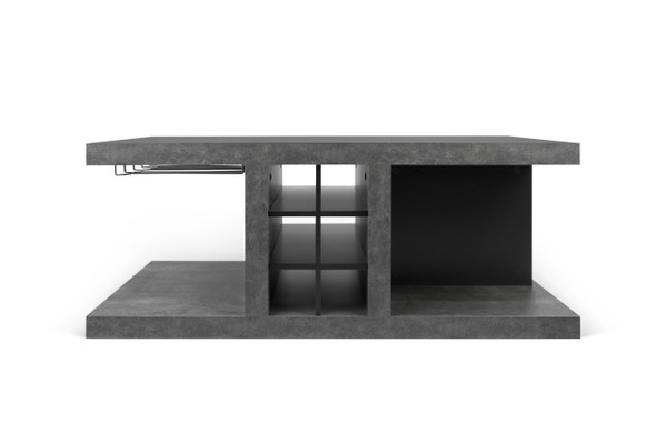 Detroit Coffee Table With Bar - Concrete and Pure Black 9500.627705